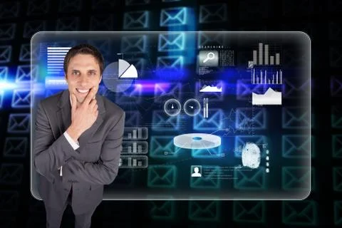 Composite image of thinking businessman touching his chin Stock Illustration