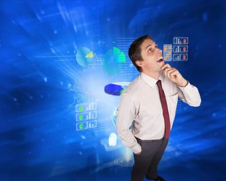 Composite image of thinking businessman touching his chin Stock Illustration