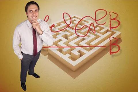 Composite image of thinking businessman touching his chin Stock Illustration