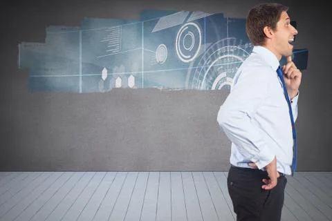Composite image of thinking businessman touching his chin Stock Illustration