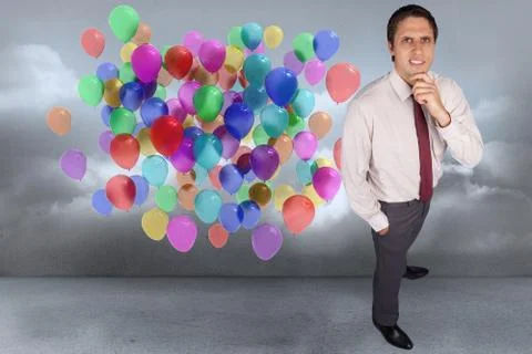 Composite image of thinking businessman touching his chin Stock Illustration