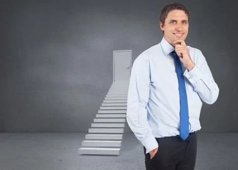 Composite image of thinking businessman touching his chin Stock Illustration
