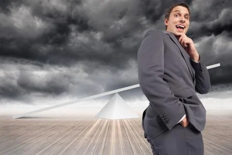 Composite image of thinking businessman touching his chin Stock Illustration