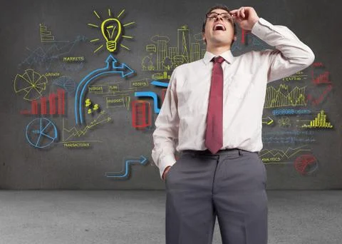 Composite image of thinking businessman touching his glasses 스톡 일러스트