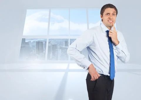 Composite image of thinking businessman touching his chin Stock Illustration