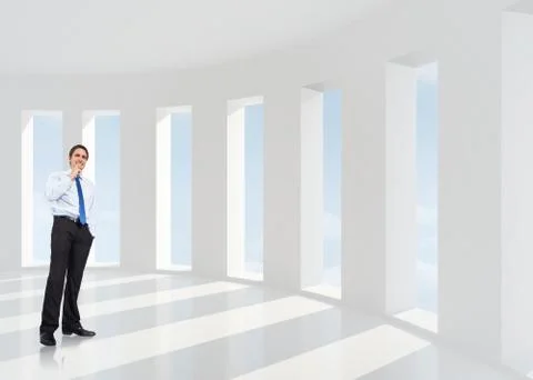 Composite image of thinking businessman touching chin 스톡 일러스트