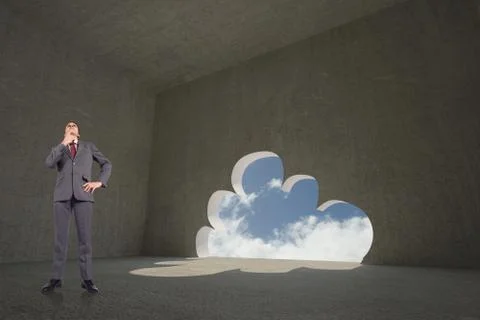 Composite image of thinking businessman touching chin イラスト素材