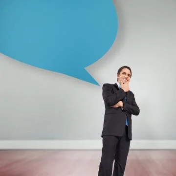Composite image of thinking businessman touching chin 스톡 일러스트