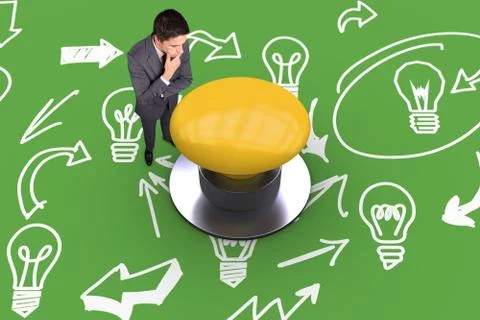 Composite image of thinking businessman touching his chin Stock Illustration
