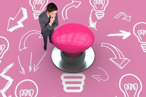 Composite image of thinking businessman touching his chin 스톡 일러스트