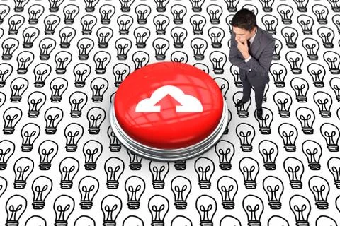 Composite image of thinking businessman touching his chin Ilustración de archivo