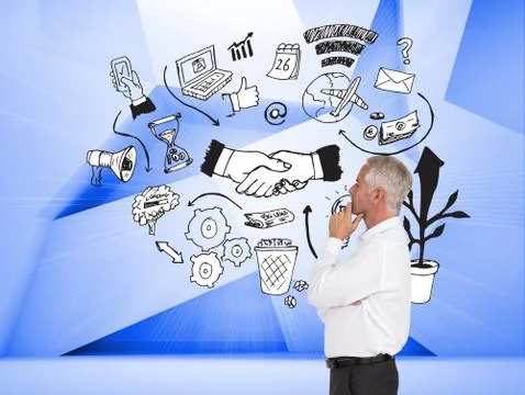 Composite image of thoughtful businessman posing Stock Illustration