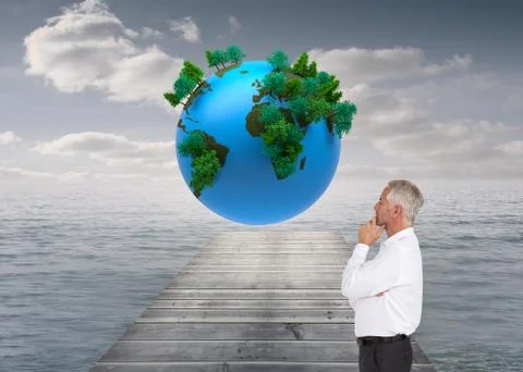 Composite image of thoughtful businessman posing Stock Illustration