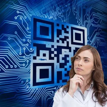 Composite image of thoughtful doctor looking away 스톡 일러스트