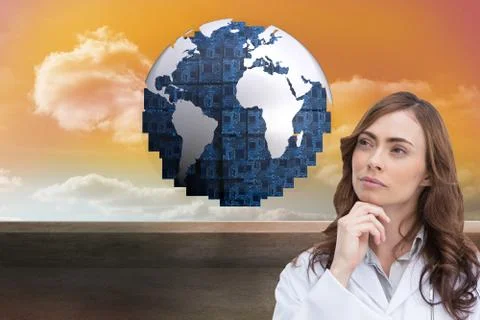 Composite image of thoughtful doctor looking away Stock Illustration