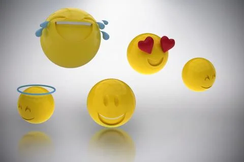 Composite image of three dimensional image of smiling emoticons 3d 库存插图