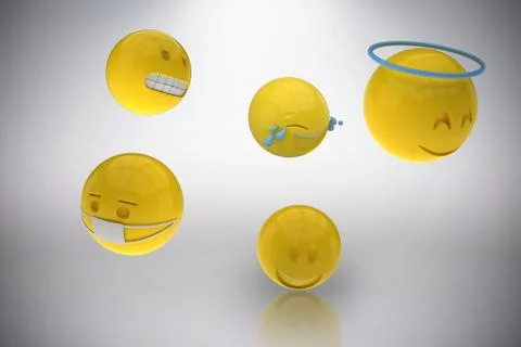 Composite image of three dimensional image of various smileys 3d 스톡 일러스트