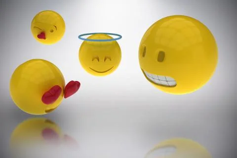 Composite image of three dimensional image of smileys faces reactions 3d 库存插图