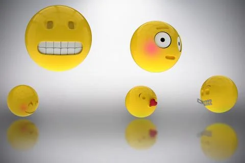 Composite image of three dimensional image of various smileys faces reactions 3d 库存插图