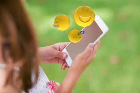 Composite image of three dimensional image of different emoticons 3d Stock Photos