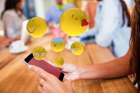 Composite image of three dimensional image of basic emoticons 3d Stock Photos