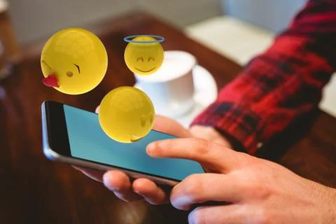 Composite image of three dimensional image of different smileys reactions 3d 스톡 사진