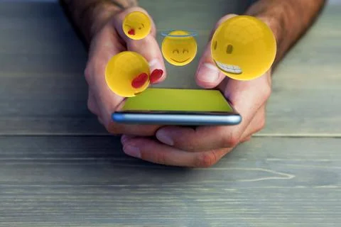 Composite image of three dimensional image of smileys faces reactions 3d 写真素材