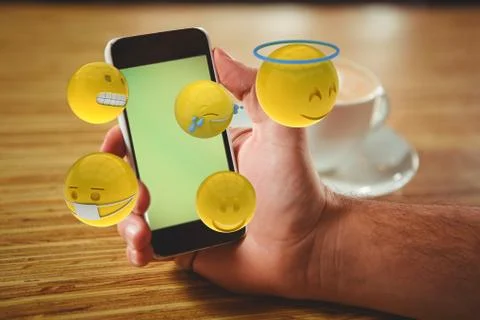 Composite image of three dimensional image of various smileys 3d Stock Photos