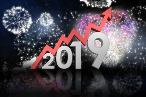 Composite image of three dimensional numbers with red arrow Stock Photos