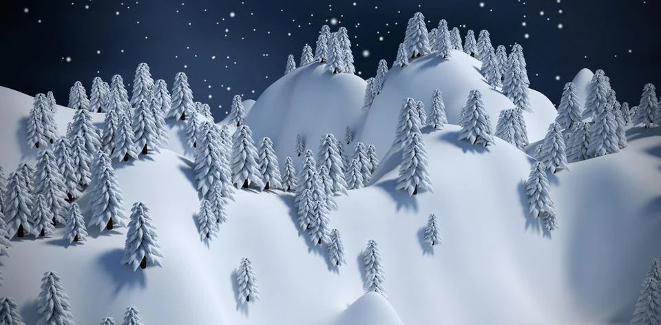 Composite image of tree on snowcapped mountain Stock-Illustration
