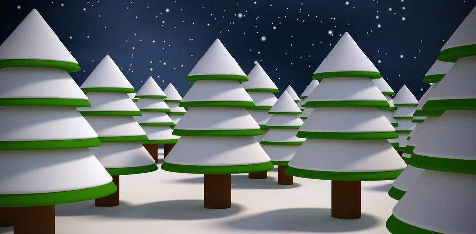Composite image of trees on snow field Stock-Illustration