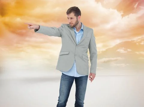Composite image of trendy model pointing to something Stock Illustration