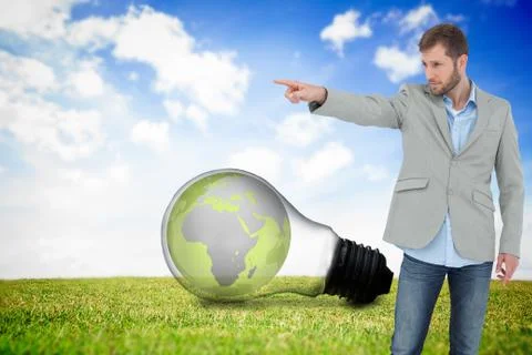 Composite image of trendy model pointing to something Stock Illustration