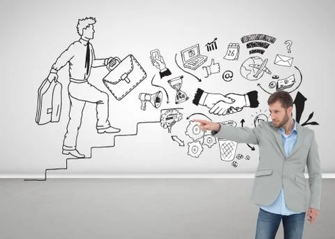 Composite image of trendy model pointing to something Stock Illustration