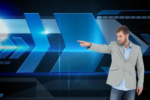 Composite image of trendy model pointing to something Stock Illustration