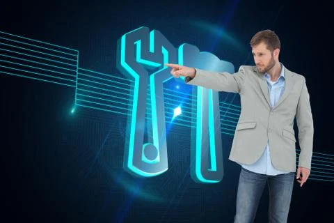 Composite image of trendy model pointing to something Stock Illustration