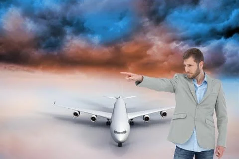 Composite image of trendy model pointing to something Stock Illustration