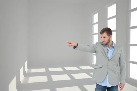 Composite image of trendy model pointing to something Stock Illustration