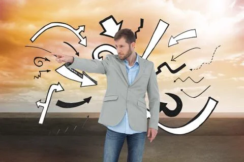 Composite image of trendy model pointing to something Stock Illustration