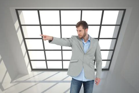 Composite image of trendy model pointing to something Stock Illustration