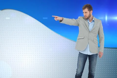 Composite image of trendy model pointing to something Stock Illustration