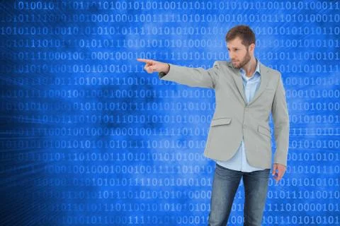 Composite image of trendy model pointing to something Stock Illustration