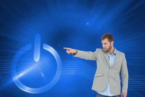 Composite image of trendy model pointing to something Stock Illustration