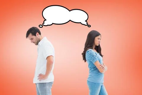 Composite image of upset couple not talking to each other after fight Stock Illustration