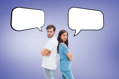 Composite image of upset couple not talking to each other after fight Stock Illustration