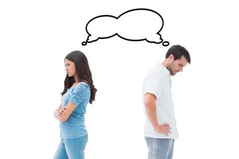 Composite image of upset couple not talking to each other after fight Stock Illustration