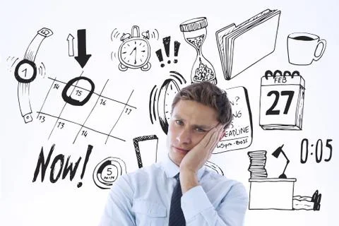 Composite image of upset thinking businessman 스톡 일러스트
