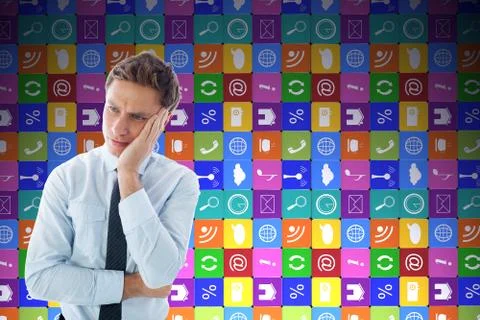 Composite image of upset thinking businessman イラスト素材