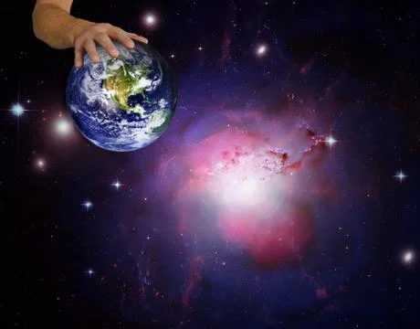 Composite Image Using NASA Images Of Earth And Perseus Nebula Stock Illustration