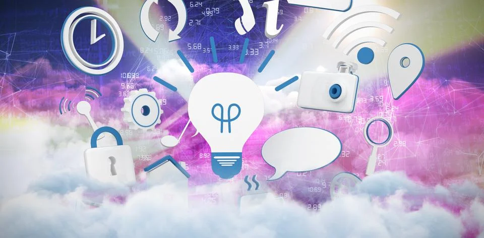 Composite image of various internet icons Illustrazione stock
